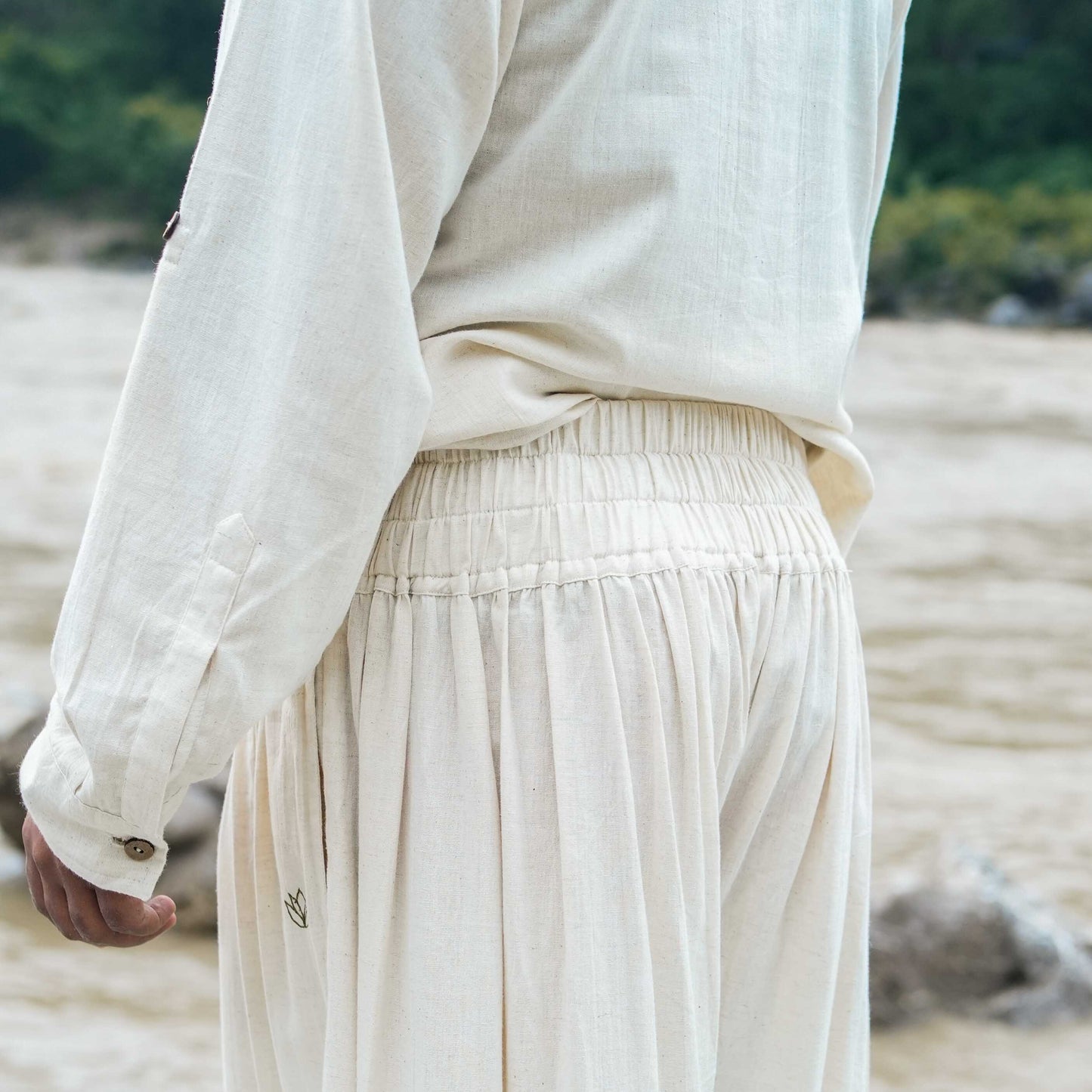Men Cotton Yoga Pants White -Prithvi