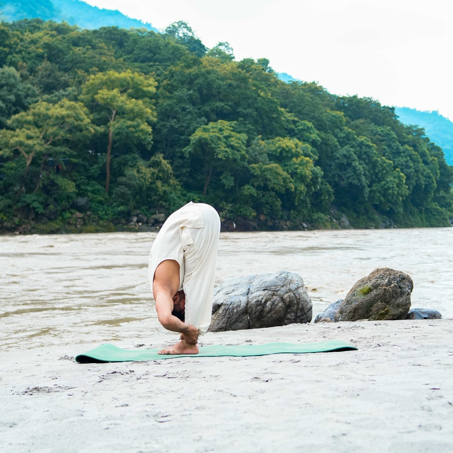 Men Cotton Yoga Pants White -Tejas