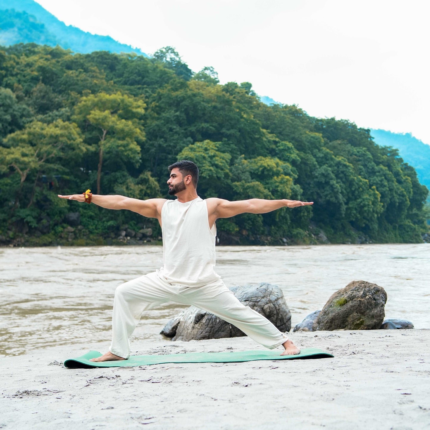 Men Yoga Pants and Yoga Top Set White -Tejas