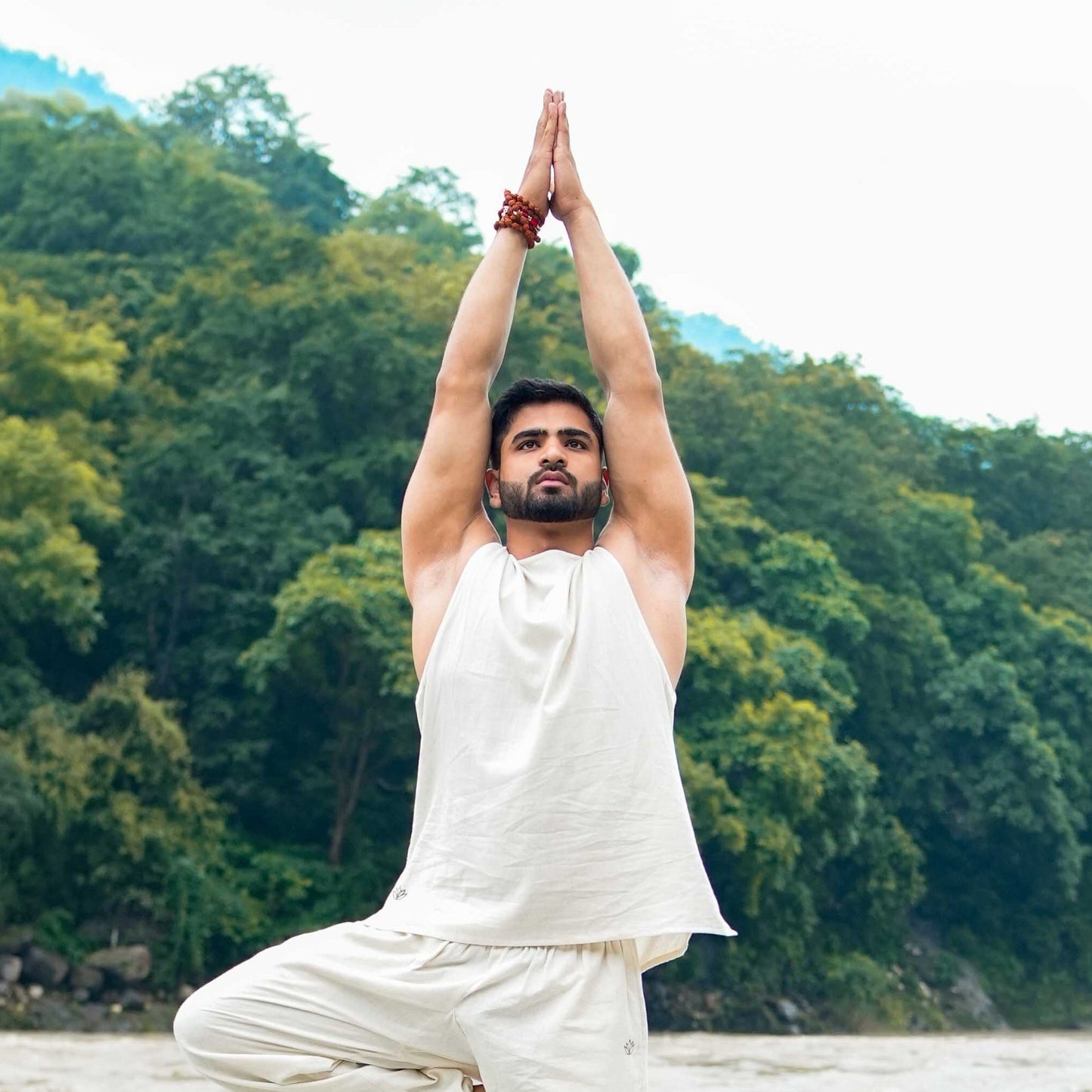 Men Cotton Yoga Top White -Tejas |AKISO