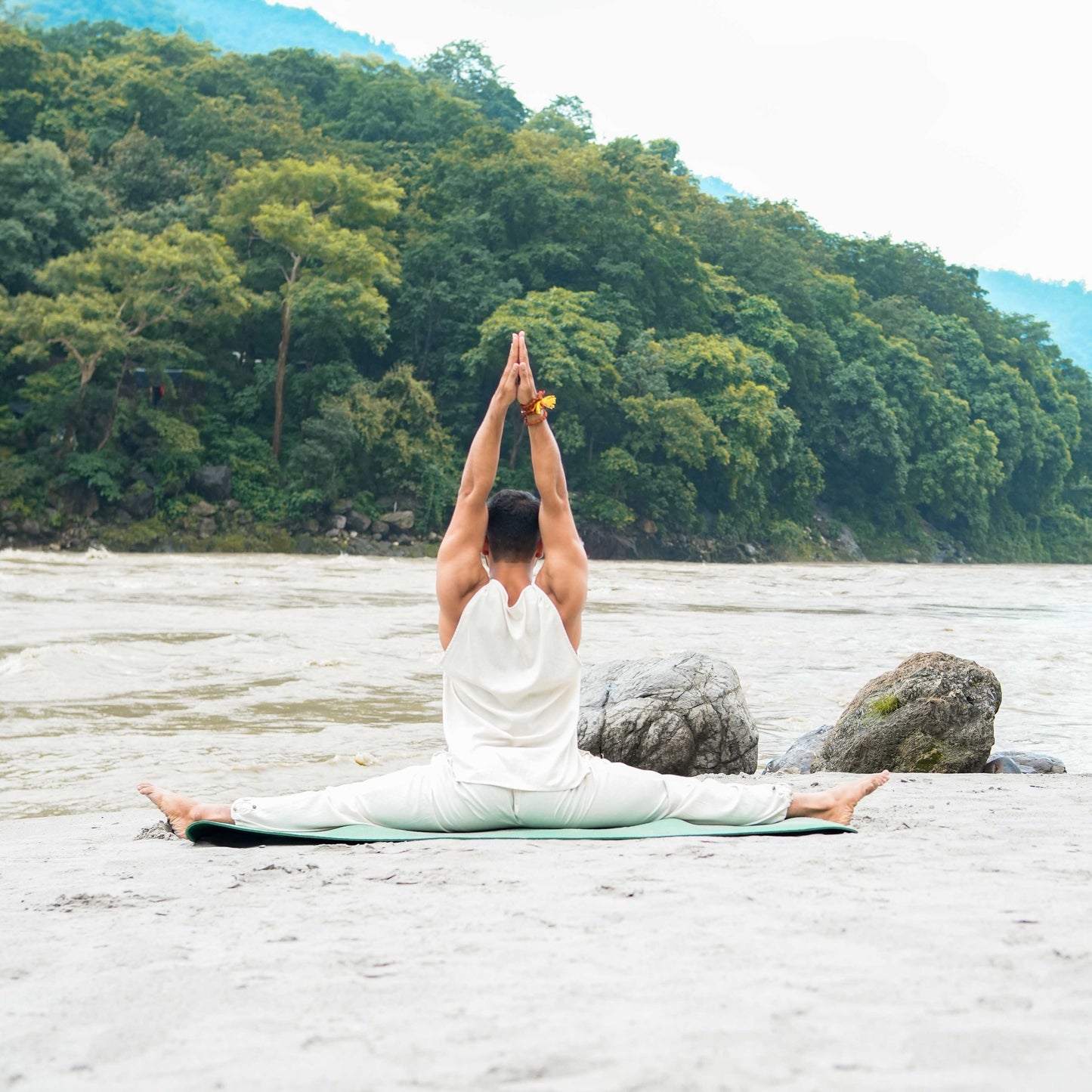 Men Cotton Yoga Pants White -Tejas