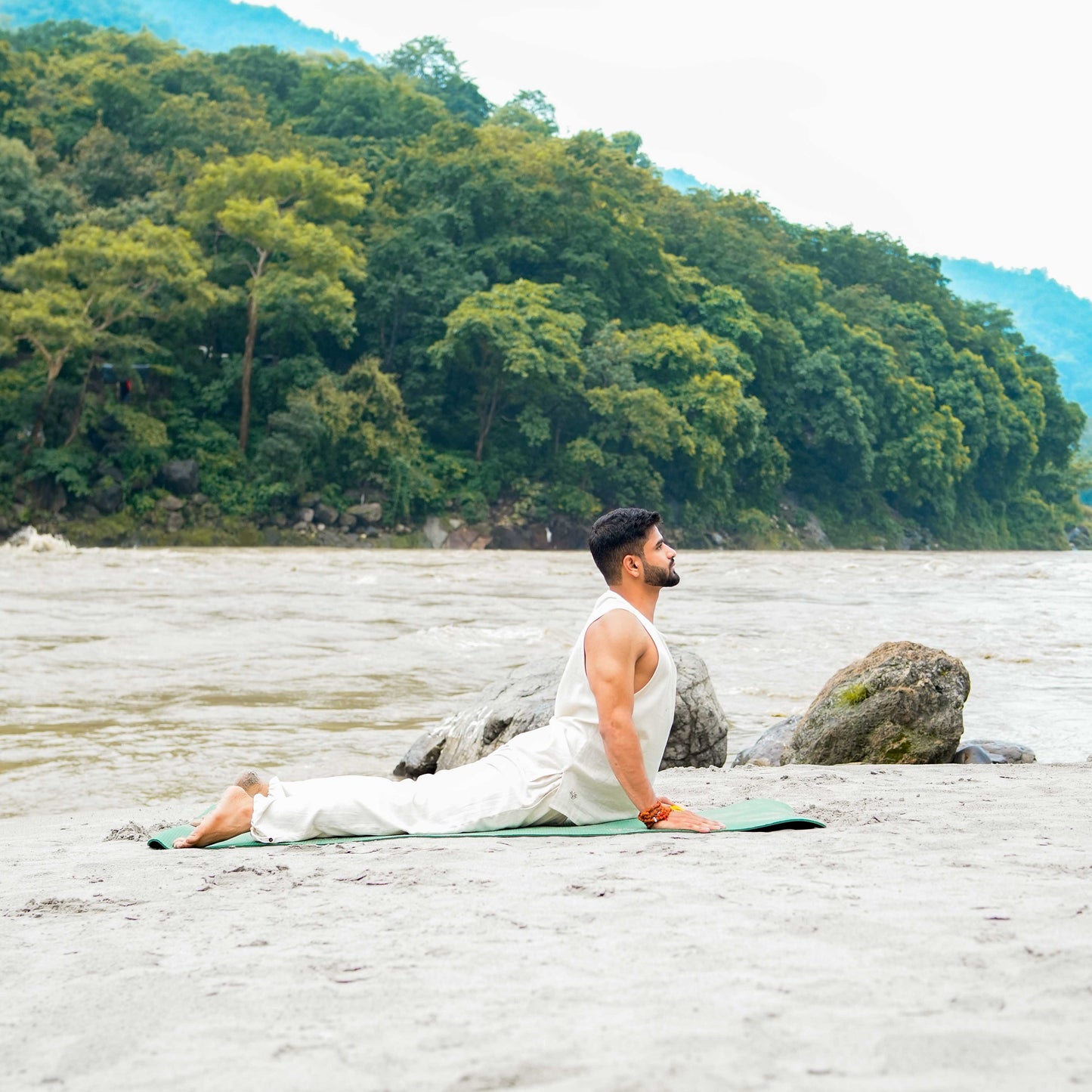 Men Cotton Yoga Pants White -Tejas