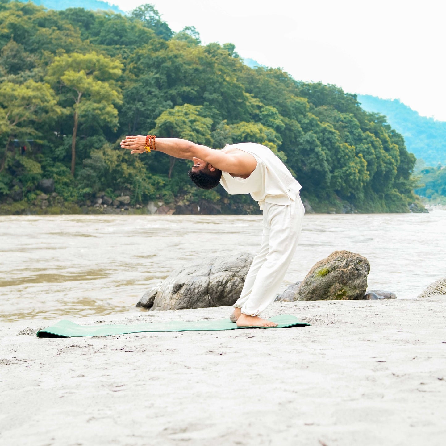 Men Yoga Pants and Yoga Top Set White -Tejas