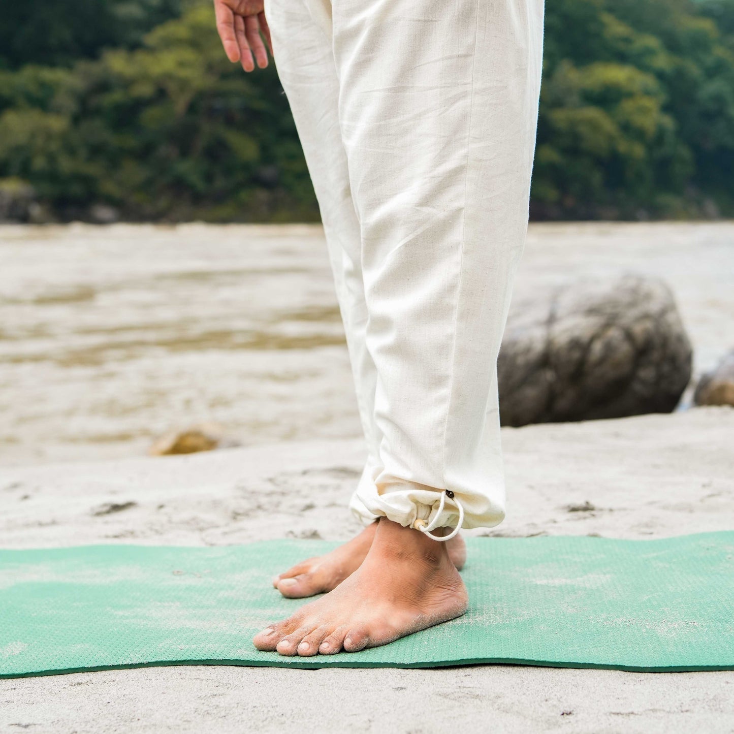 Men Cotton Yoga Pants White -Tejas