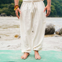 Men Cotton Yoga Pants White -Tejas
