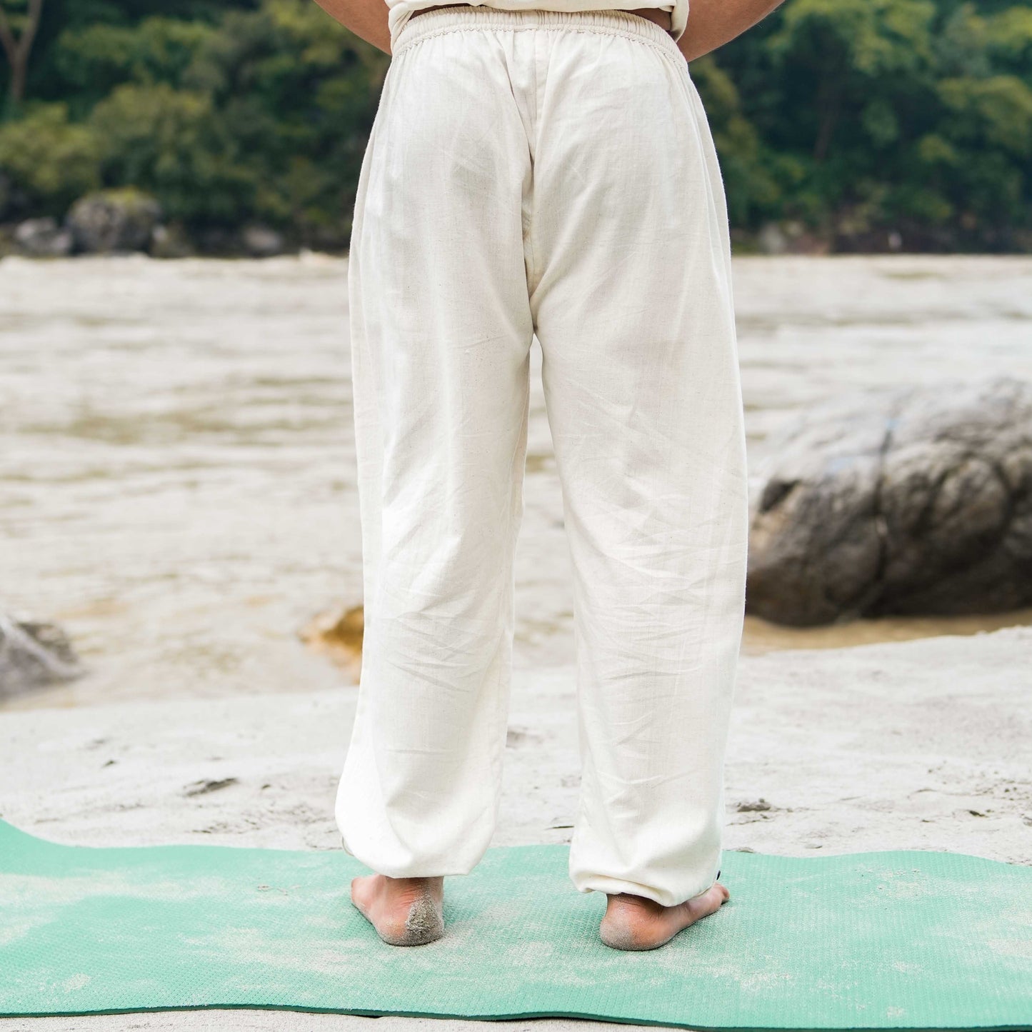 Men Cotton Yoga Pants White -Tejas