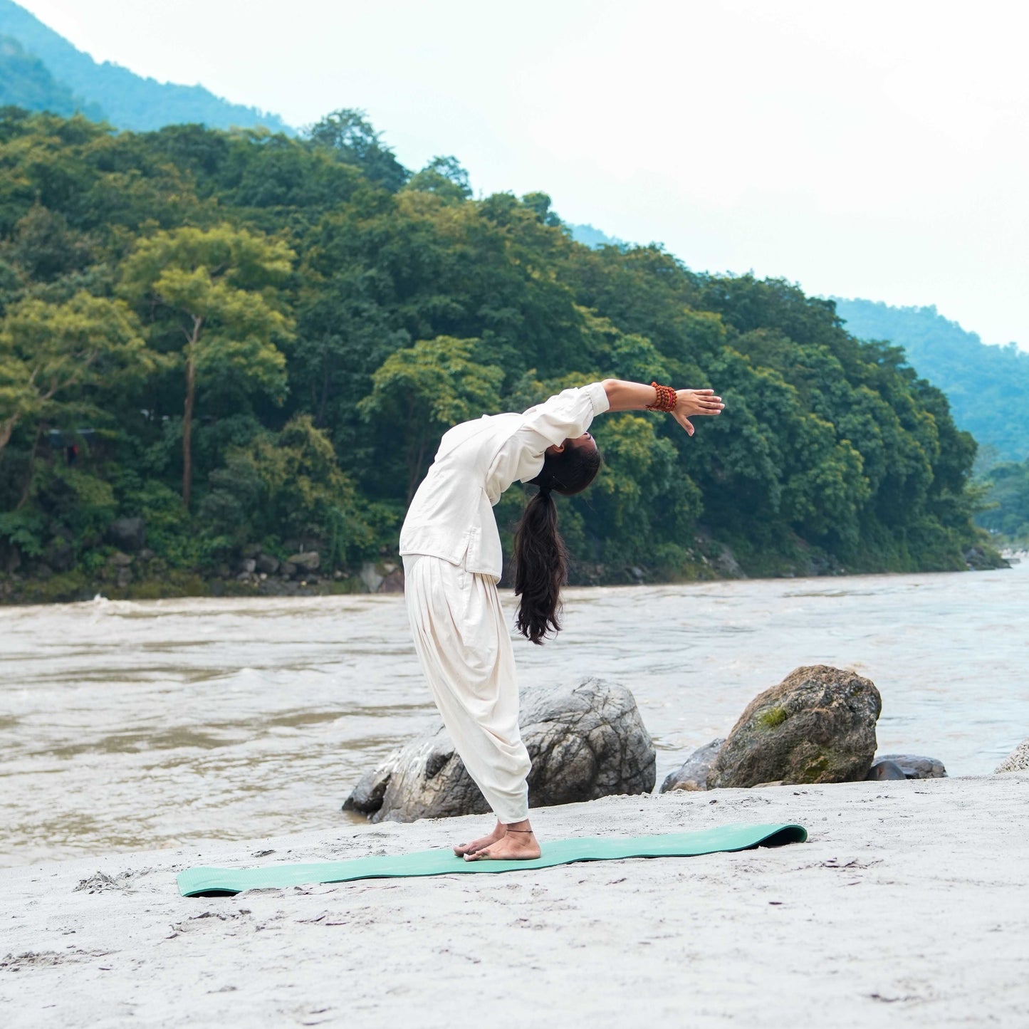 Women Cotton Yoga Pants and Yoga Top Set White -Buddhi