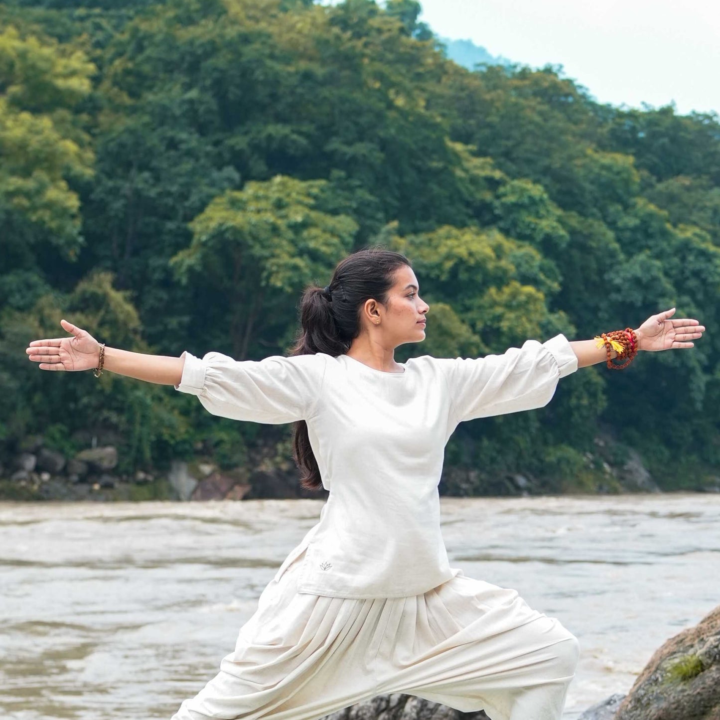 Women Cotton Yoga Top White -Buddhi |AKISO