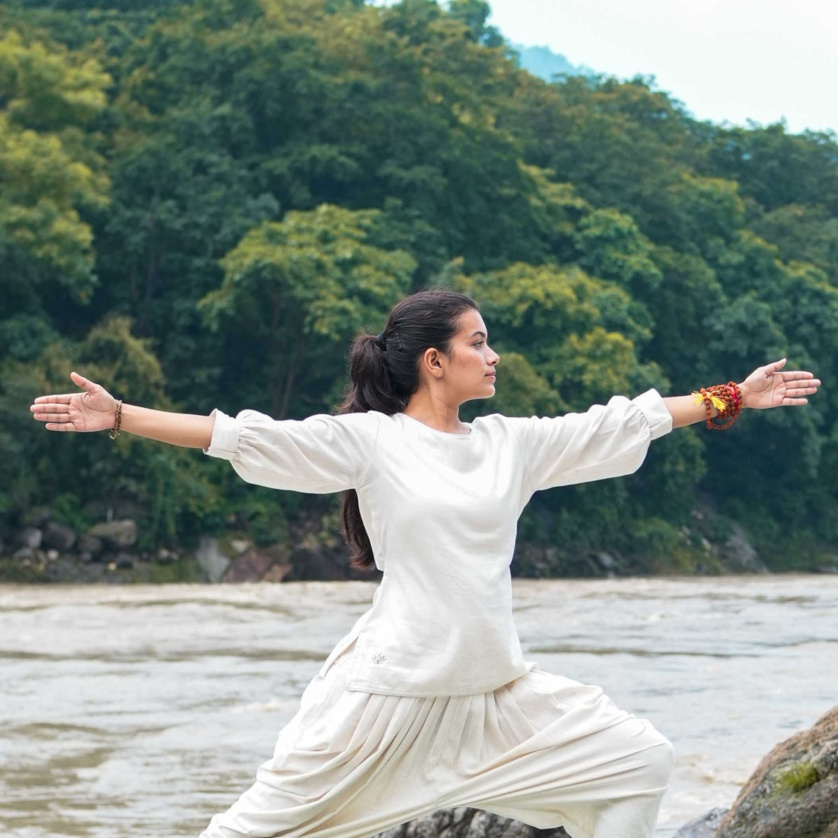 Women Cotton Yoga Top White -Buddhi — view 4