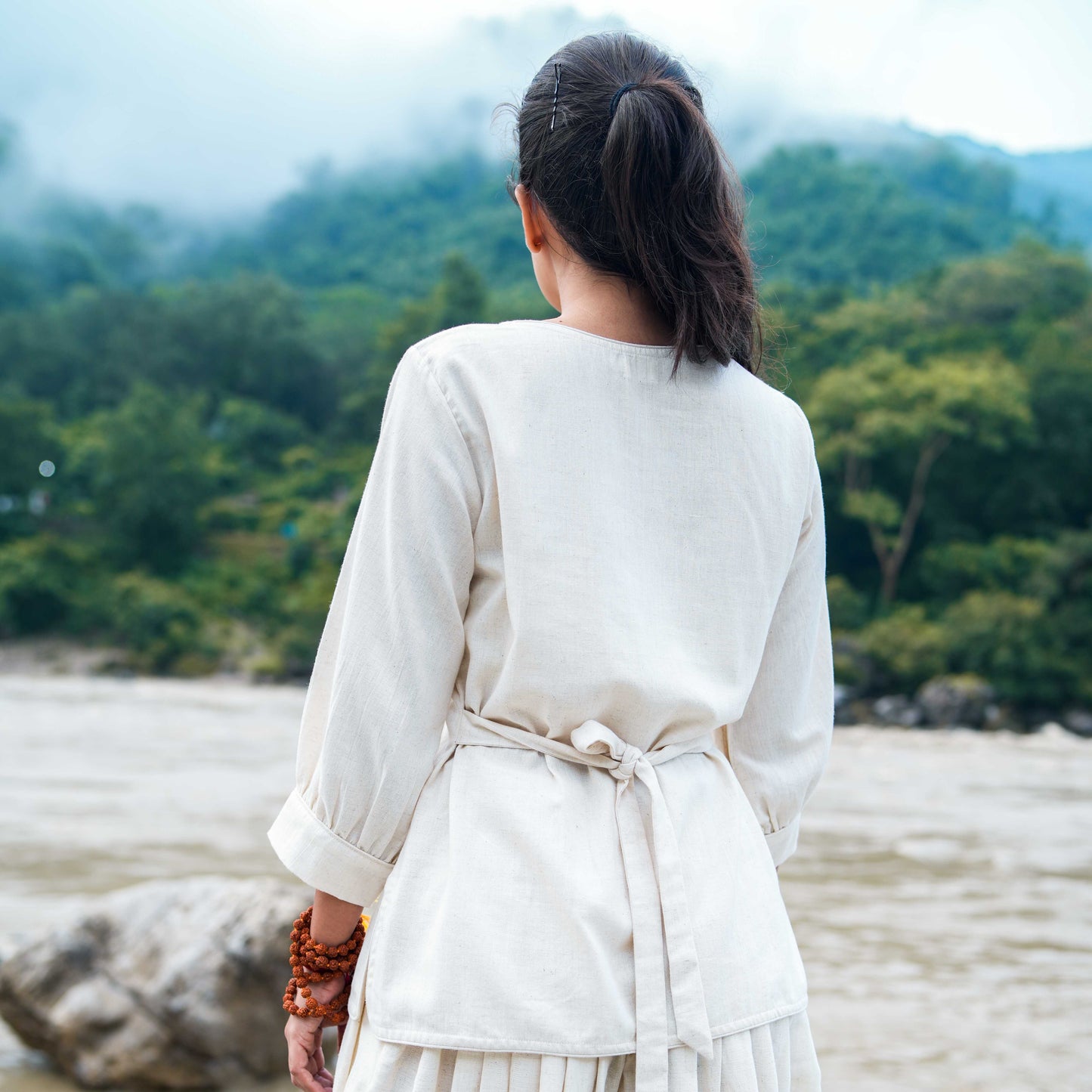 Women Cotton Yoga Pants and Yoga Top Set White -Buddhi