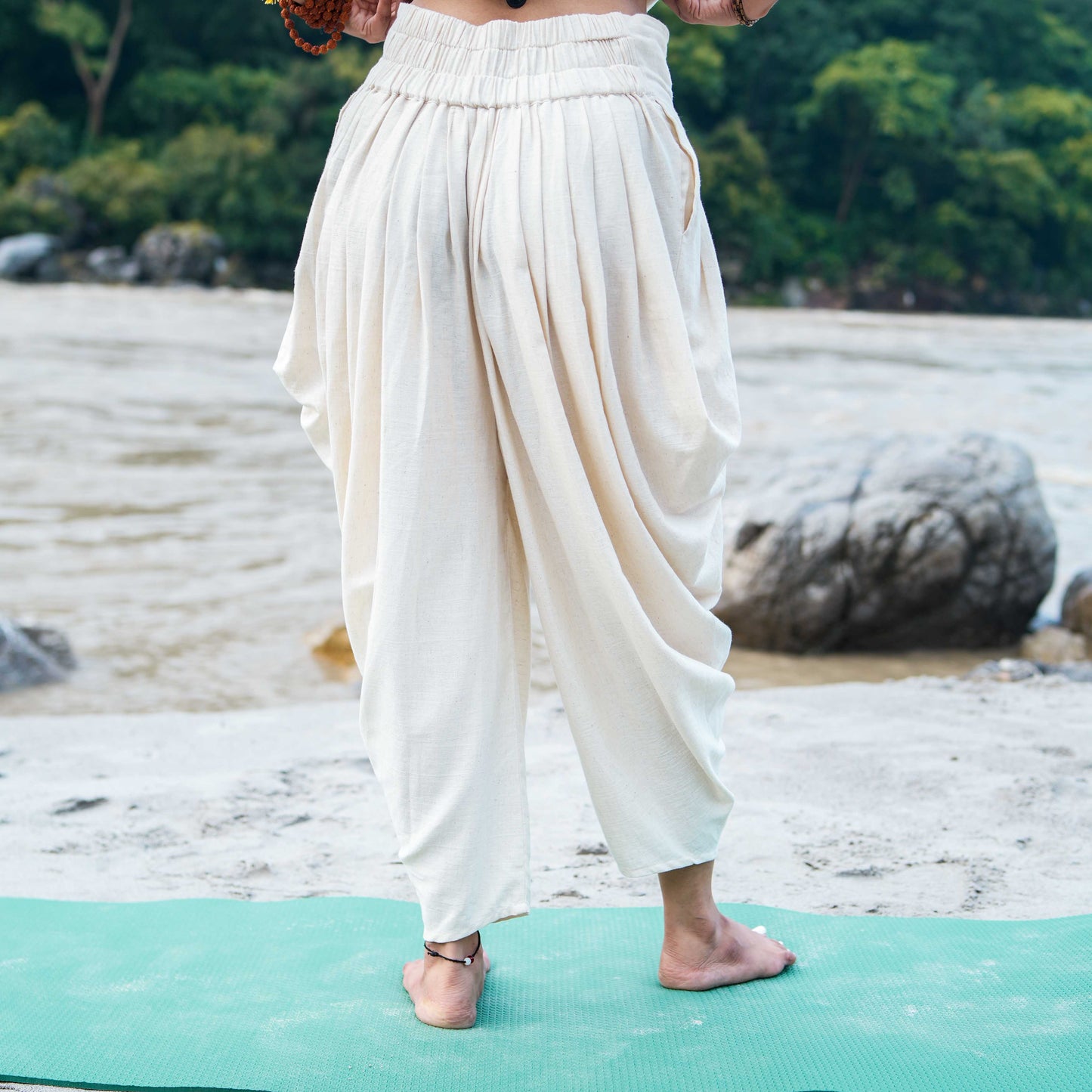 Women Cotton Yoga Pants and Yoga Top Set White -Buddhi