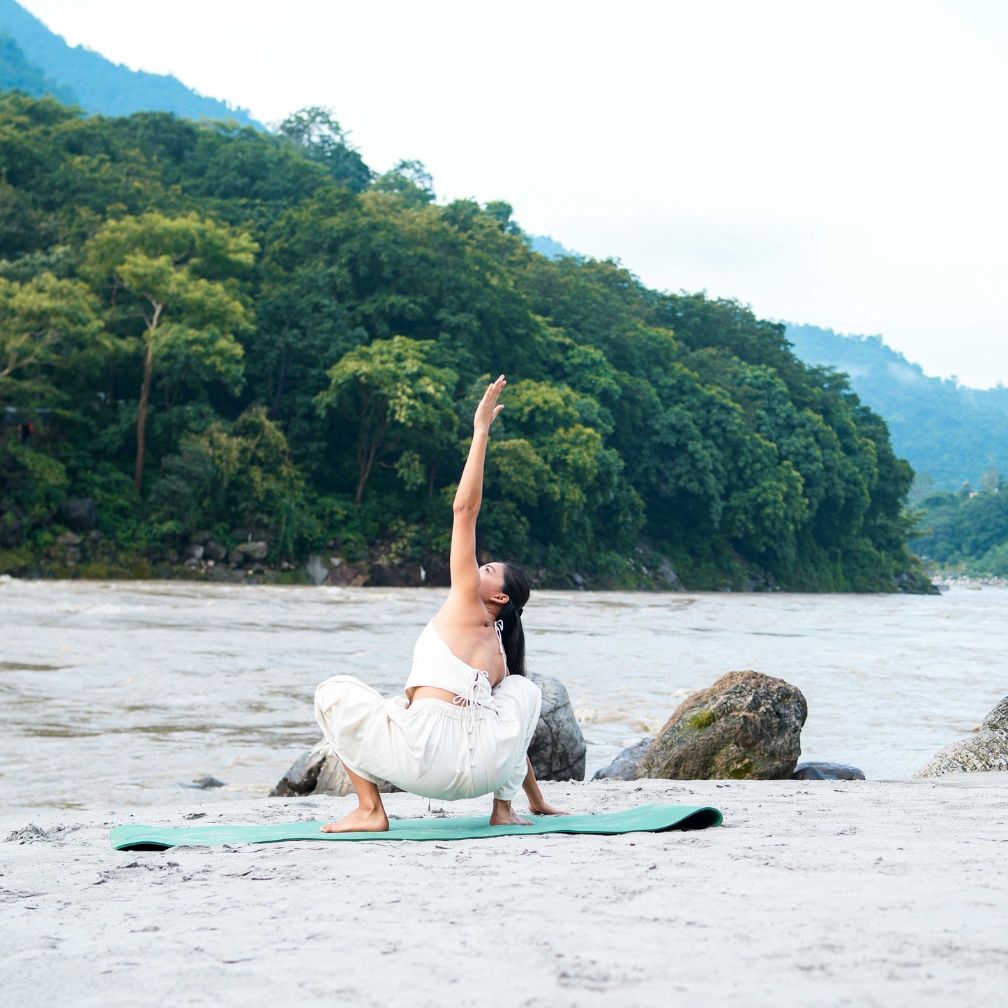Women Cotton Yoga Pants White -Akasha