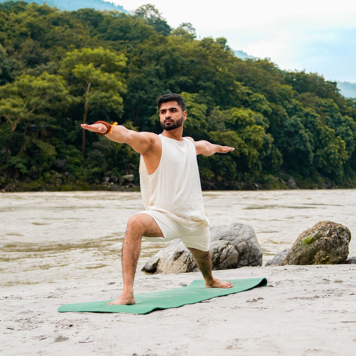 Men Yoga Pants and Yoga Top Set White -Vayu