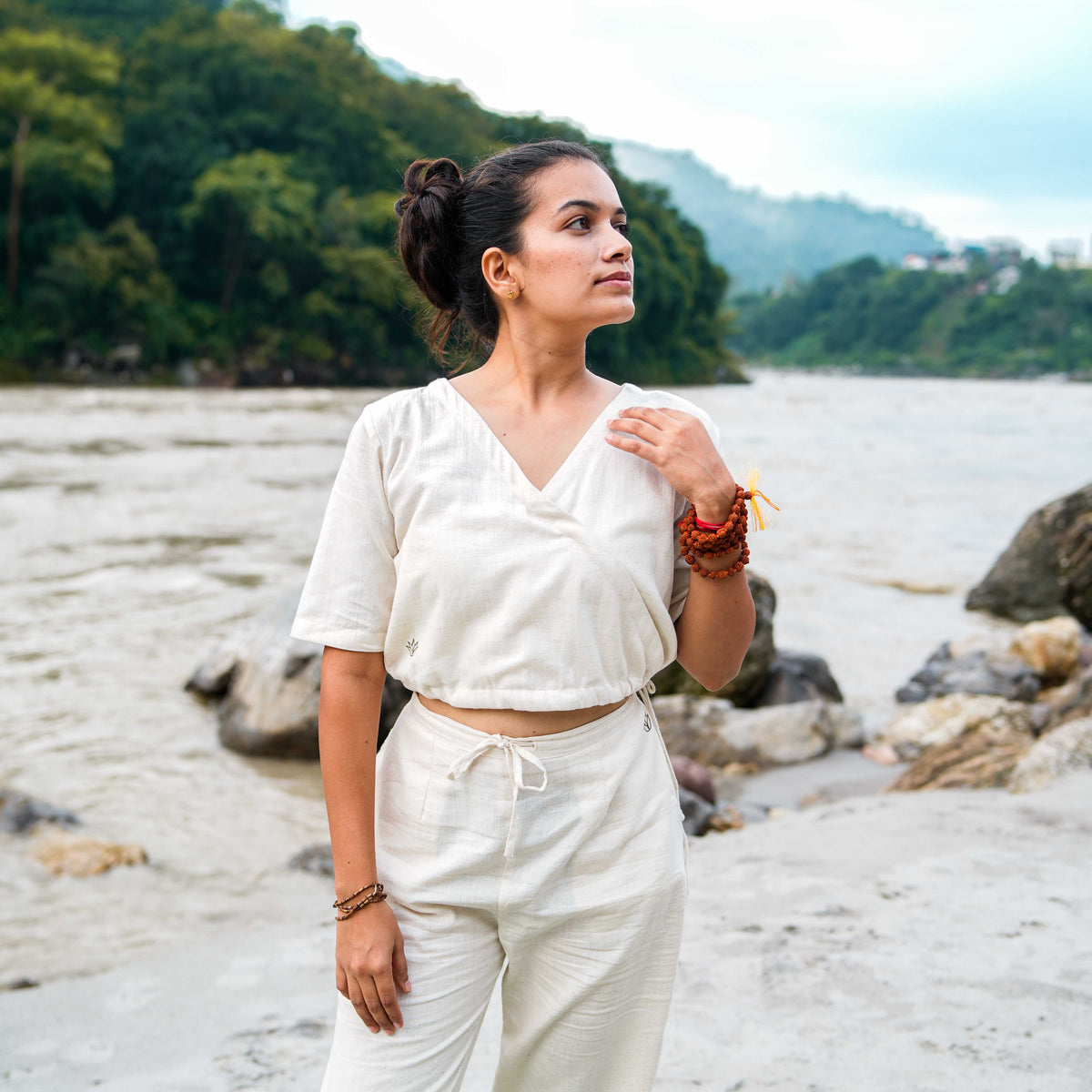Women Cotton Yoga Top White -Apas — view 6