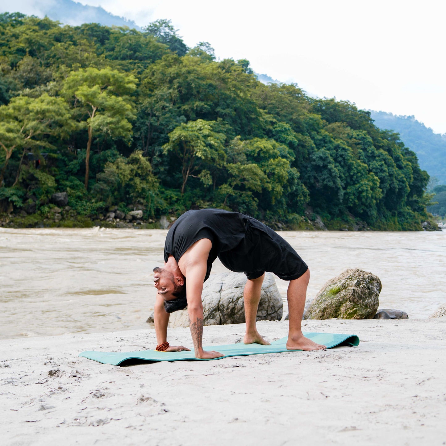 Men Cotton Yoga Shorts Black -Vayu