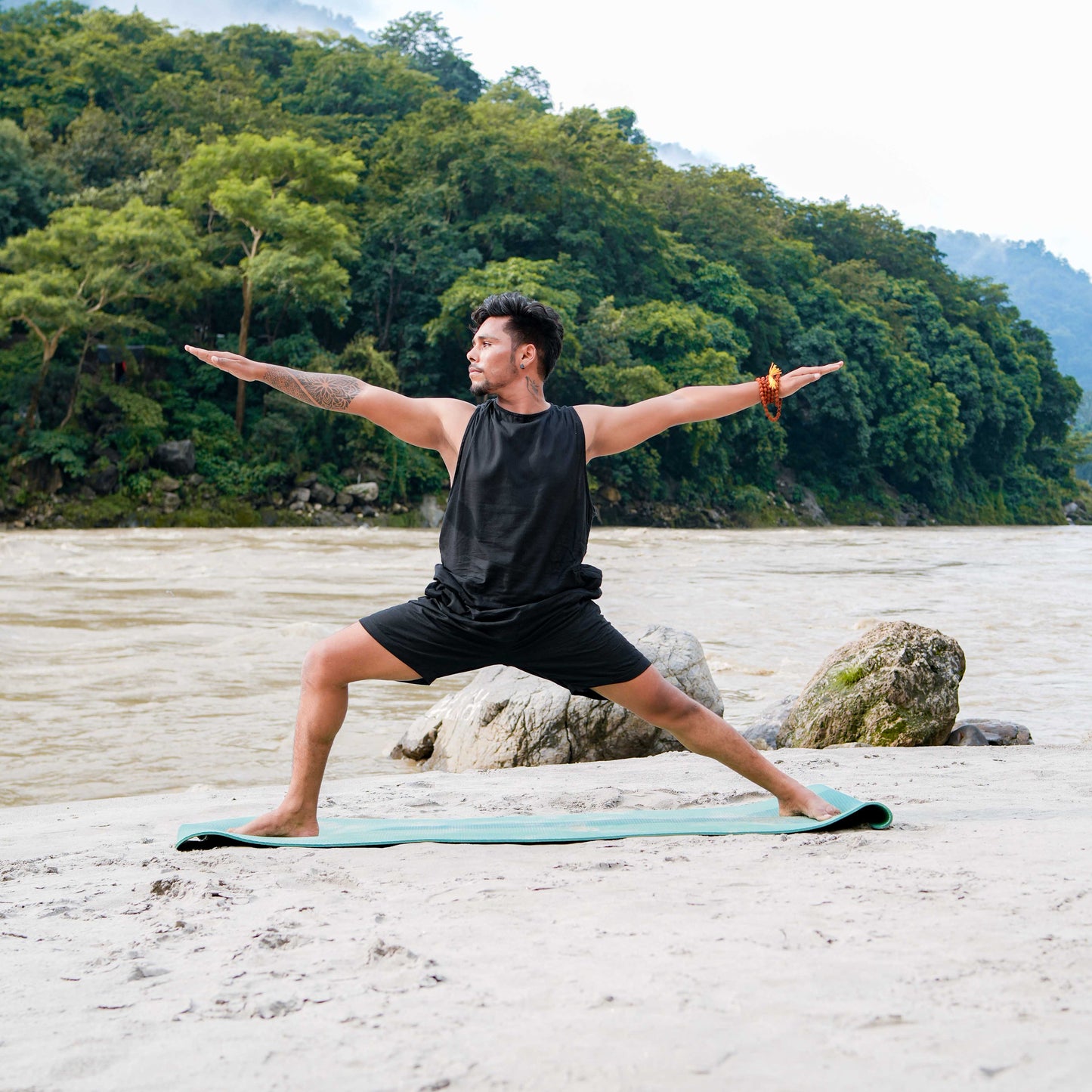 Men Cotton Yoga Shorts Black -Vayu
