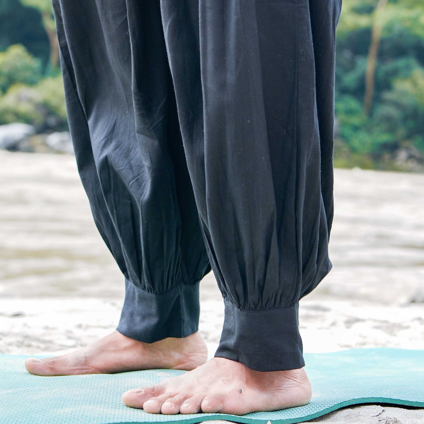 Men Cotton Yoga Pants Black -Prithvi