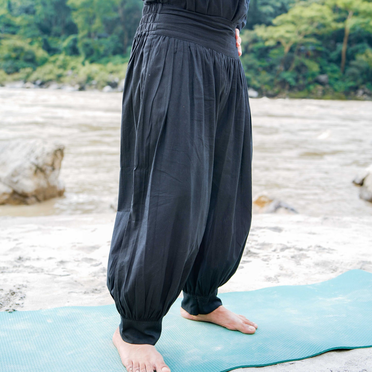 Men Cotton Yoga Pants Black -Prithvi