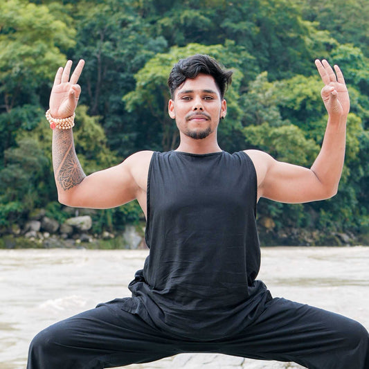 Men Cotton Yoga Top Black -Tejas |AKISO