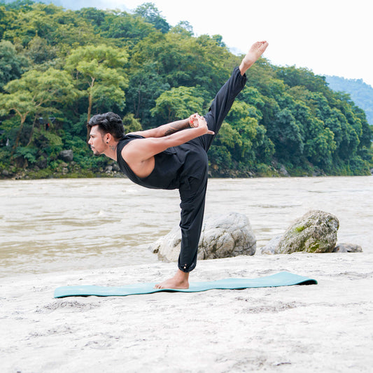 Men Yoga Pants and Yoga Top Set Black -Tejas