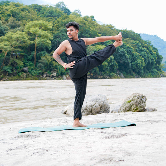 Men Cotton Yoga Pants Black -Tejas