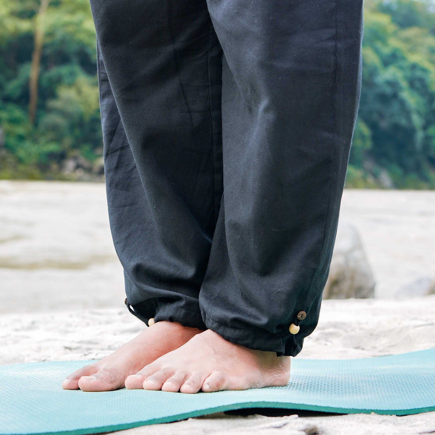 Men Cotton Yoga Pants Black -Tejas