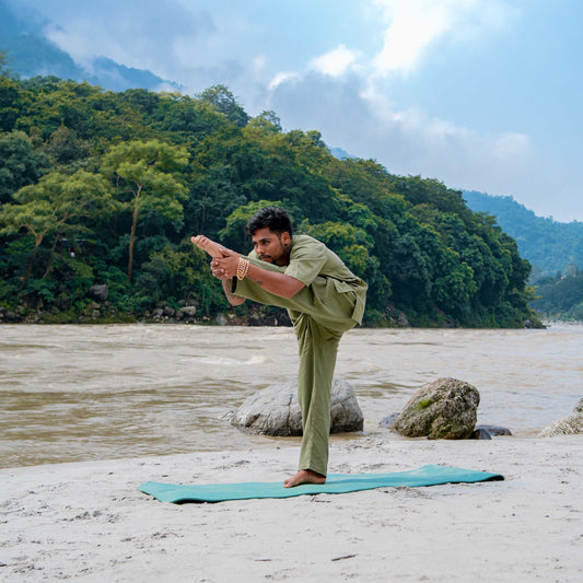 Men Cotton Yoga Pants Green -Sattva
