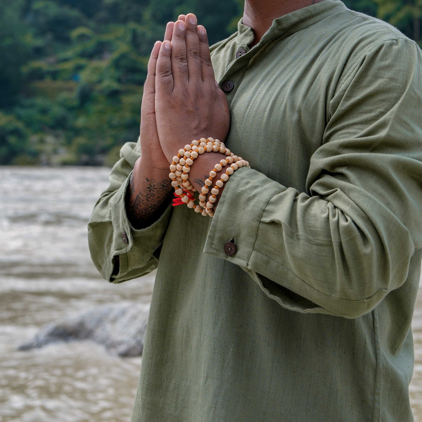 Men Cotton Yoga Top Green -Prithvi