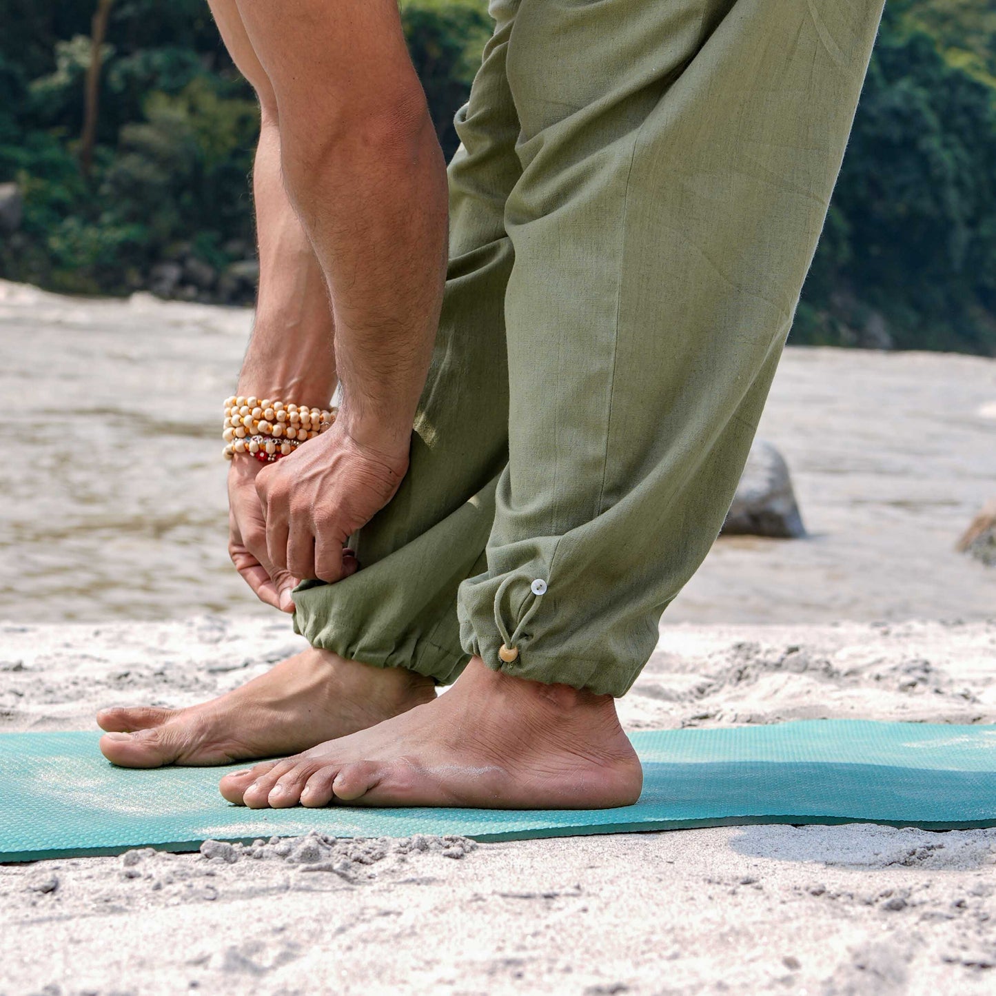 Men Cotton Yoga Pants Green -Tejas