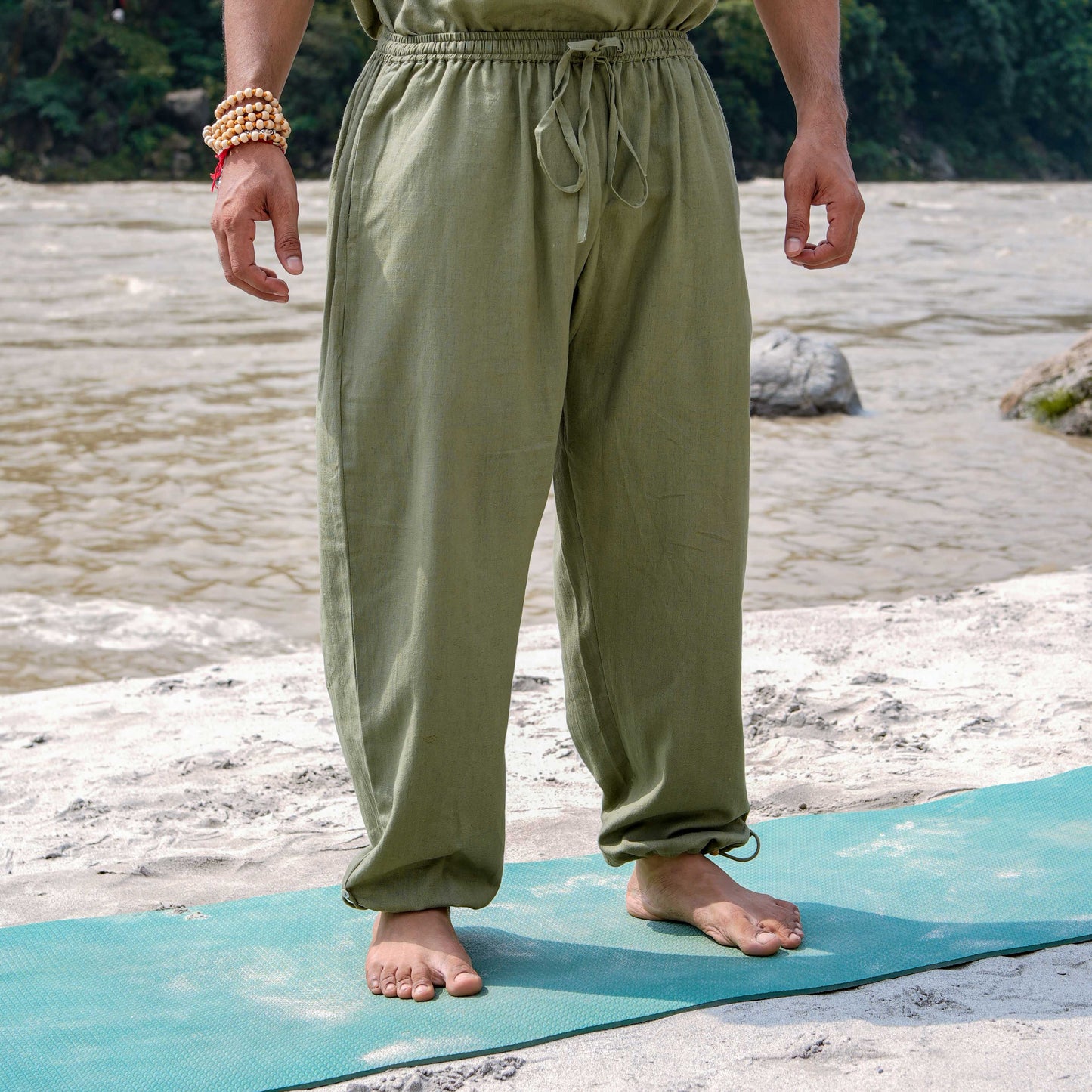 Men Cotton Yoga Pants Green -Tejas