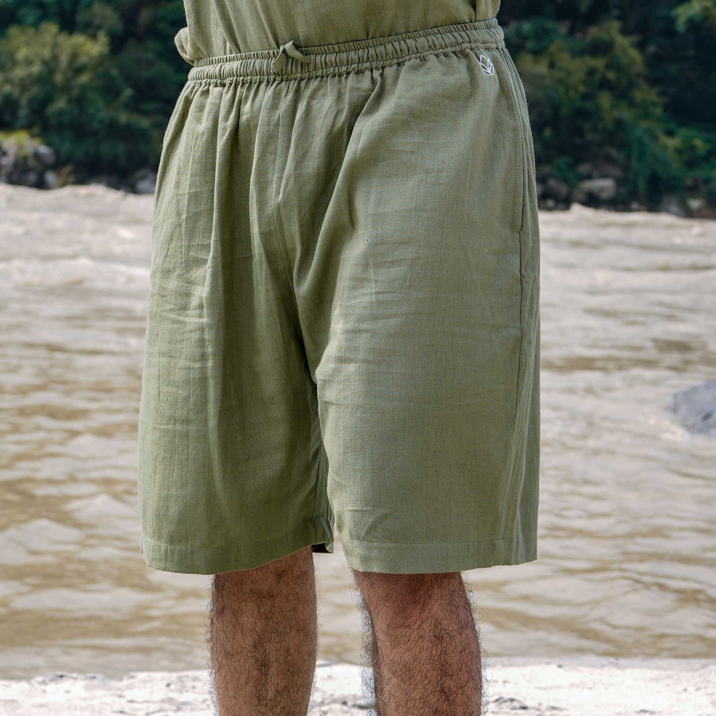 Men Cotton Yoga Shorts Green -Vayu