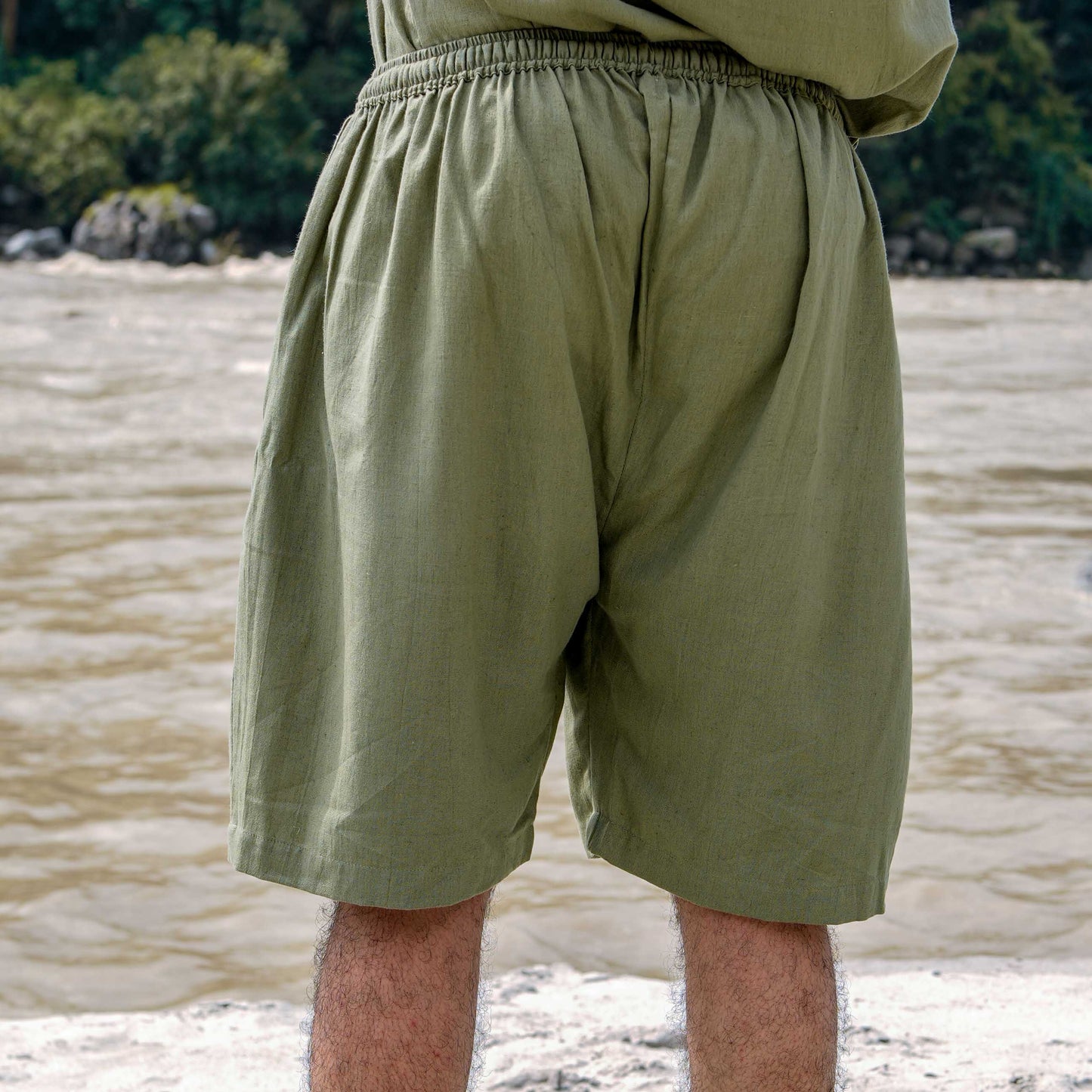 Men Cotton Yoga Shorts Green -Vayu