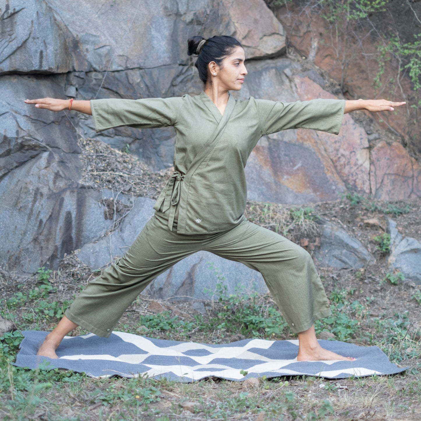 Women Cotton Yoga Top Green |AKISO