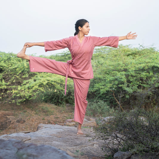 Women Cotton Yoga Top Pink |AKISO