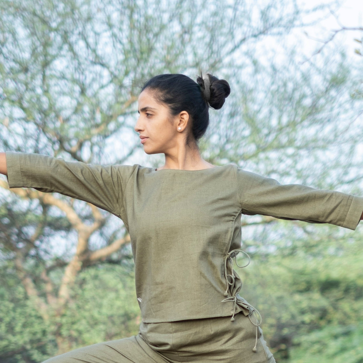 Women Cotton Yoga top Green -Chandra — view 4