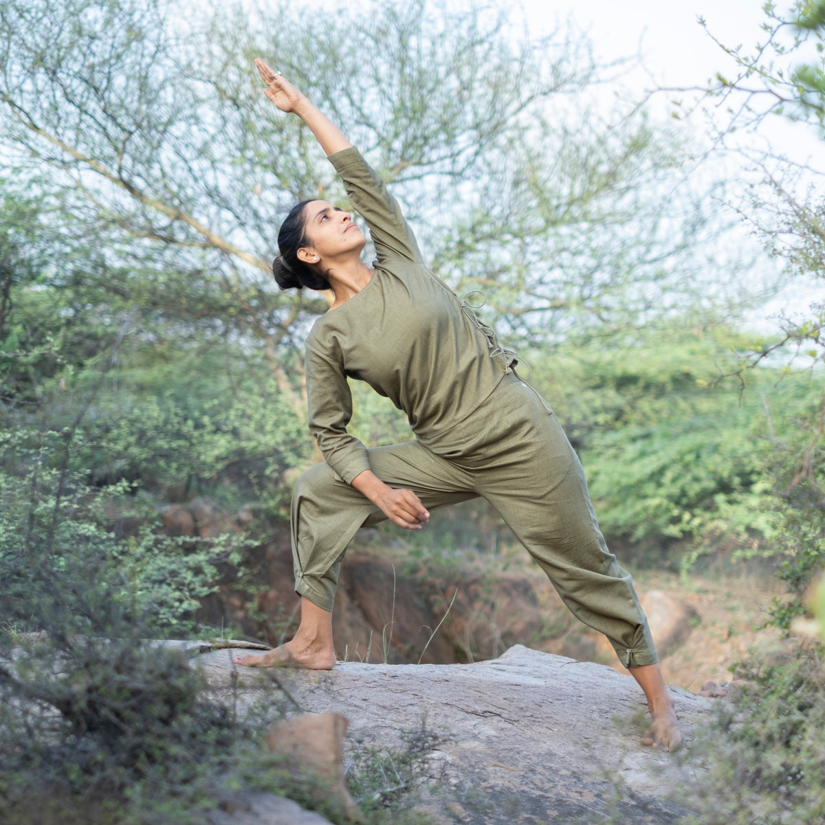 Women Cotton Yoga top Green -Chandra — view 7