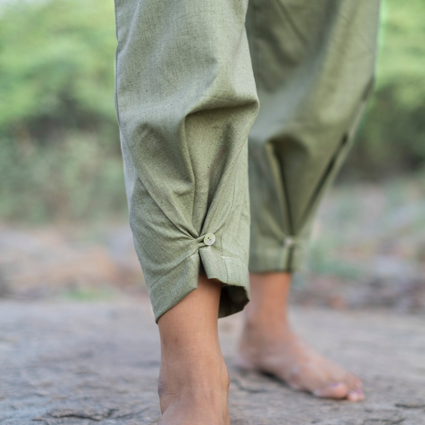 Women Cotton Yoga Pants Green -Chandra — view 5
