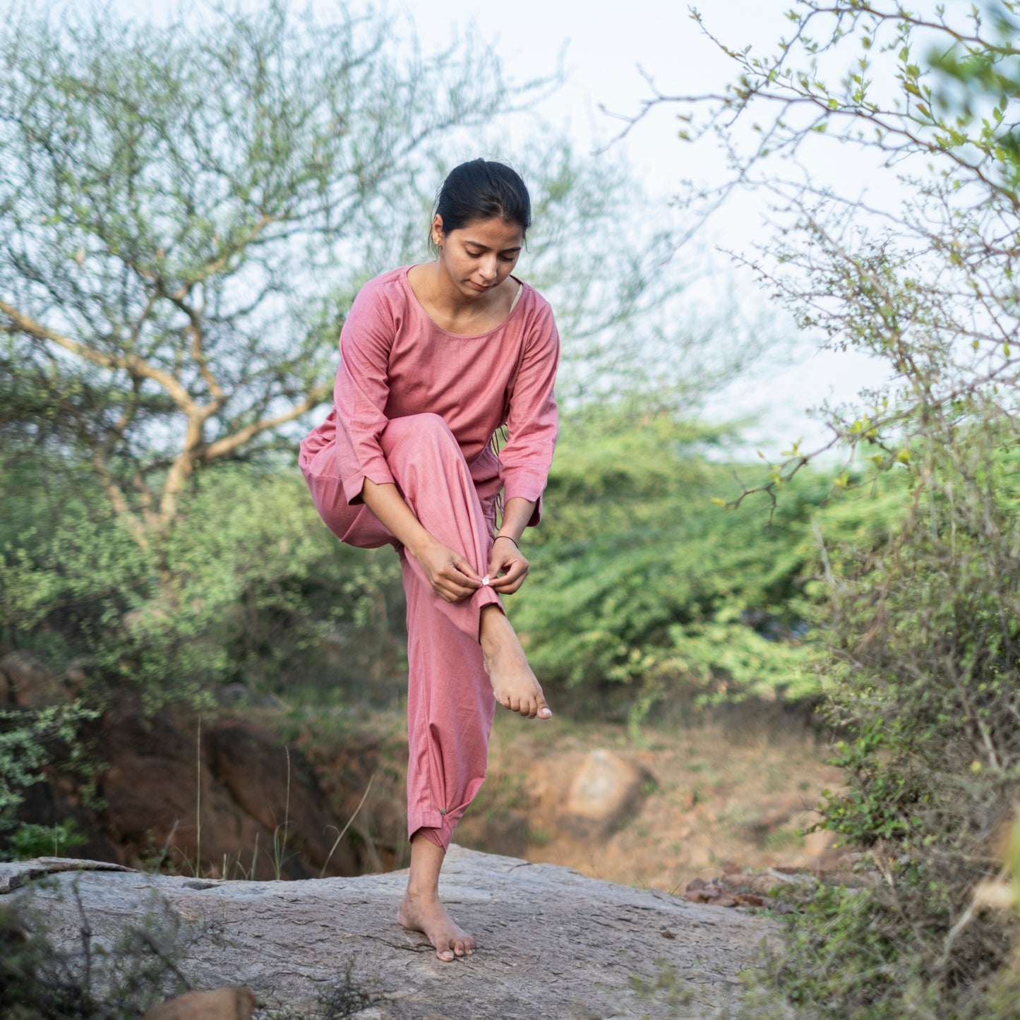 Chandra Yoga Top and Pant Set Pink