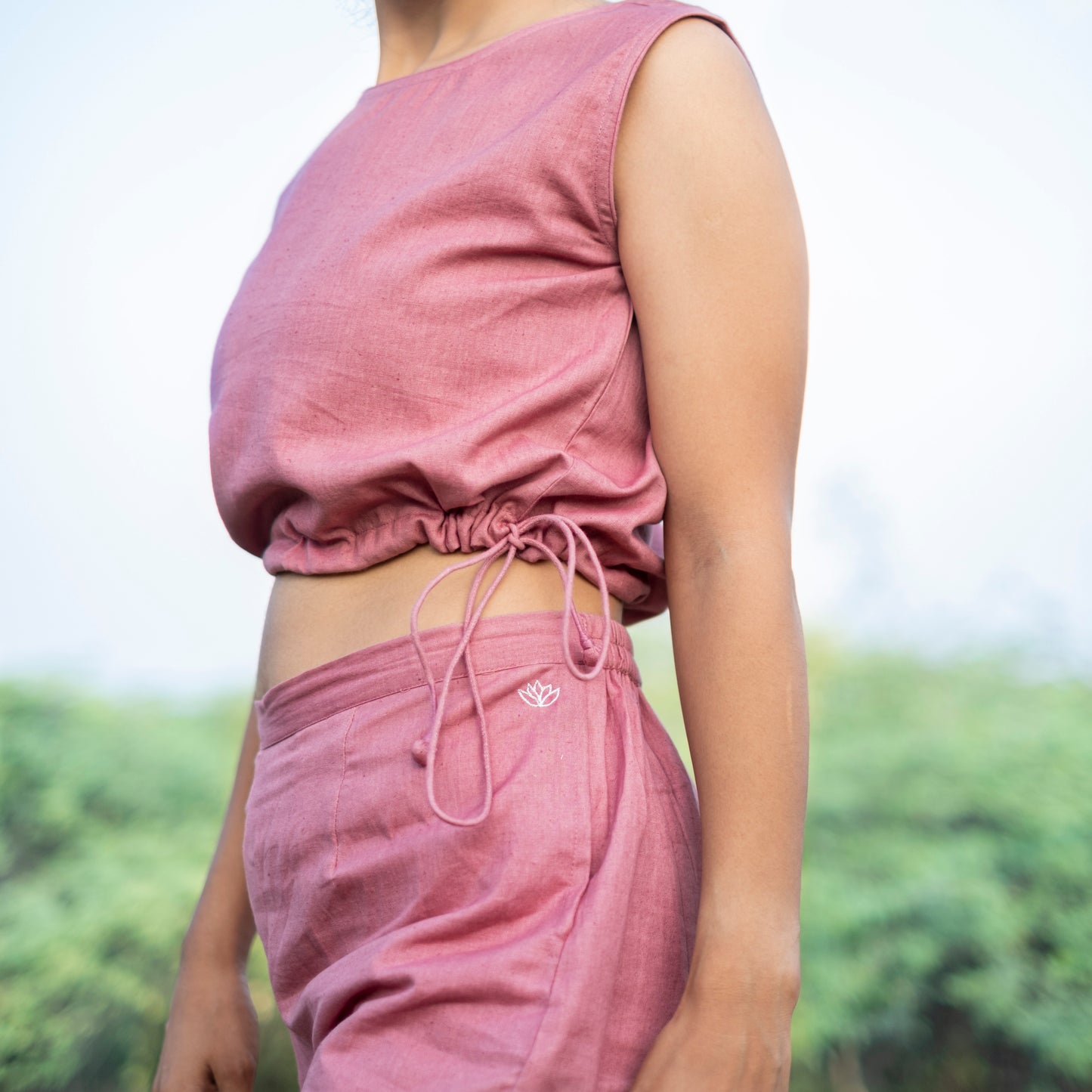 Women Cotton Yoga Crop Top Pink -Ananda |AKISO