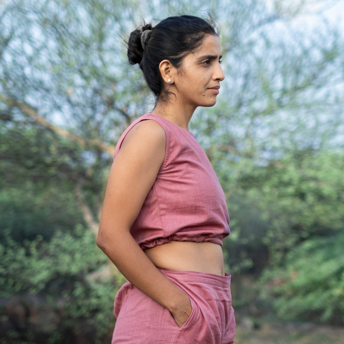 Soft Cotton Yoga Crop Top for Girl's |AKISO |PINK