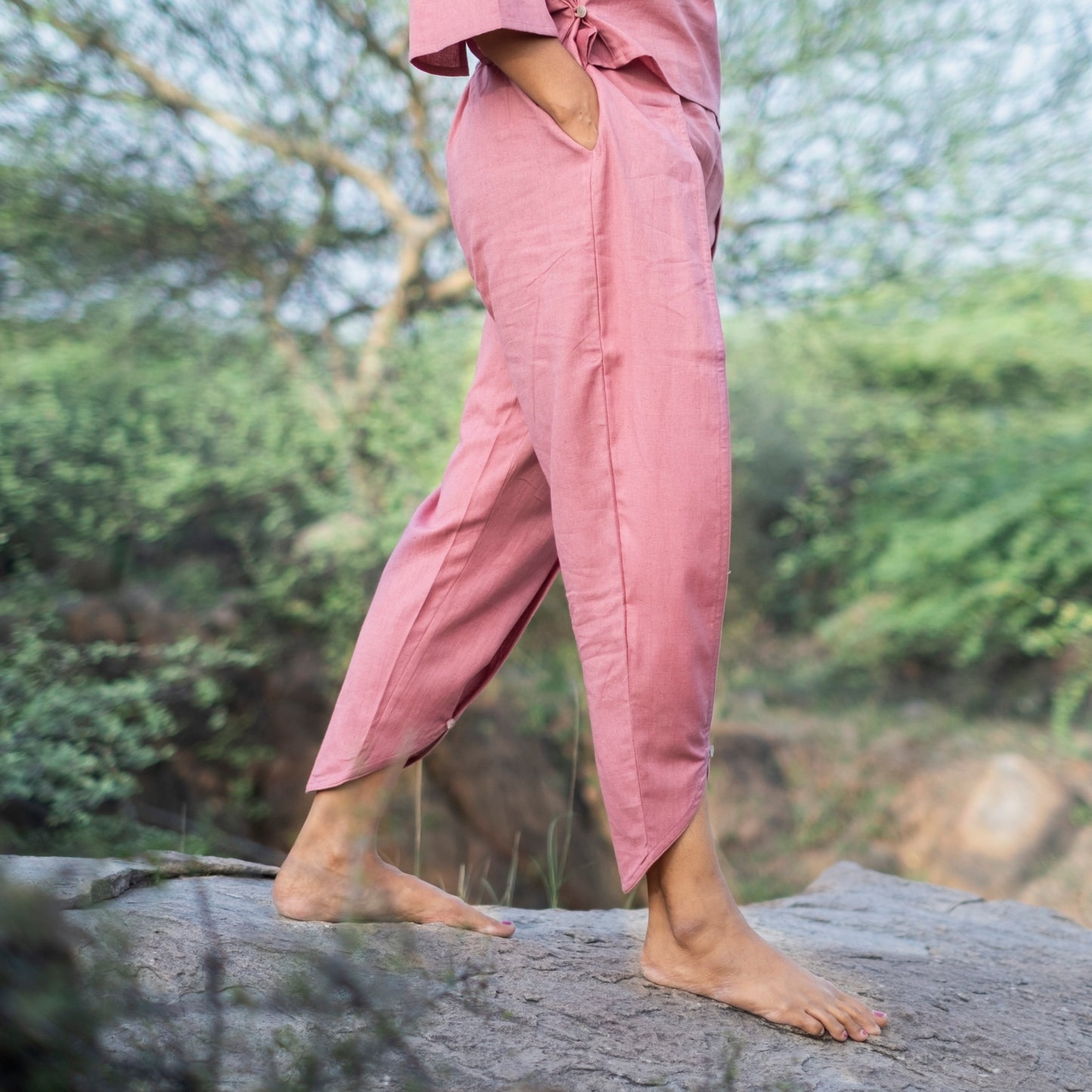 Cotton DhotI Yoga Pants in Pink|AKSIO
nk