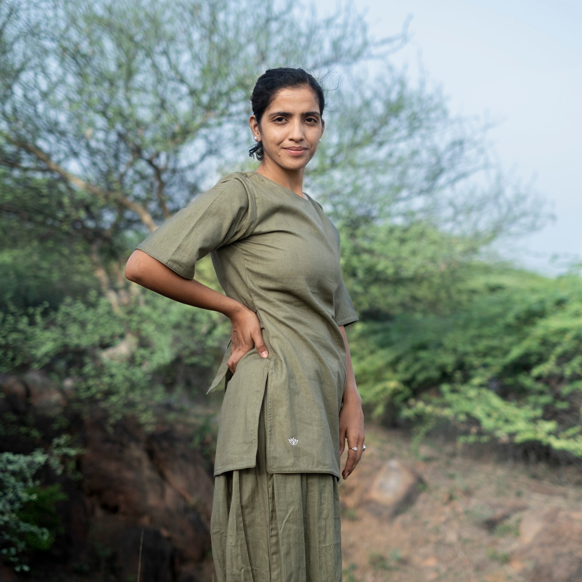 Green cotton yoga co-ord for women – soft and stretchable