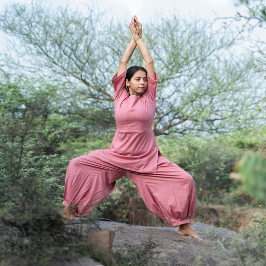 Women Cotton Yoga Pants and Yoga Top Set Pink |AKISO