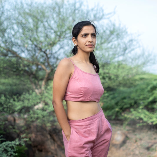Women Cotton Yoga Top Pink |AKISO