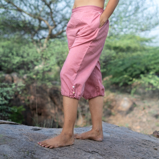 Women Cotton Yoga Pants Pink |AKISO