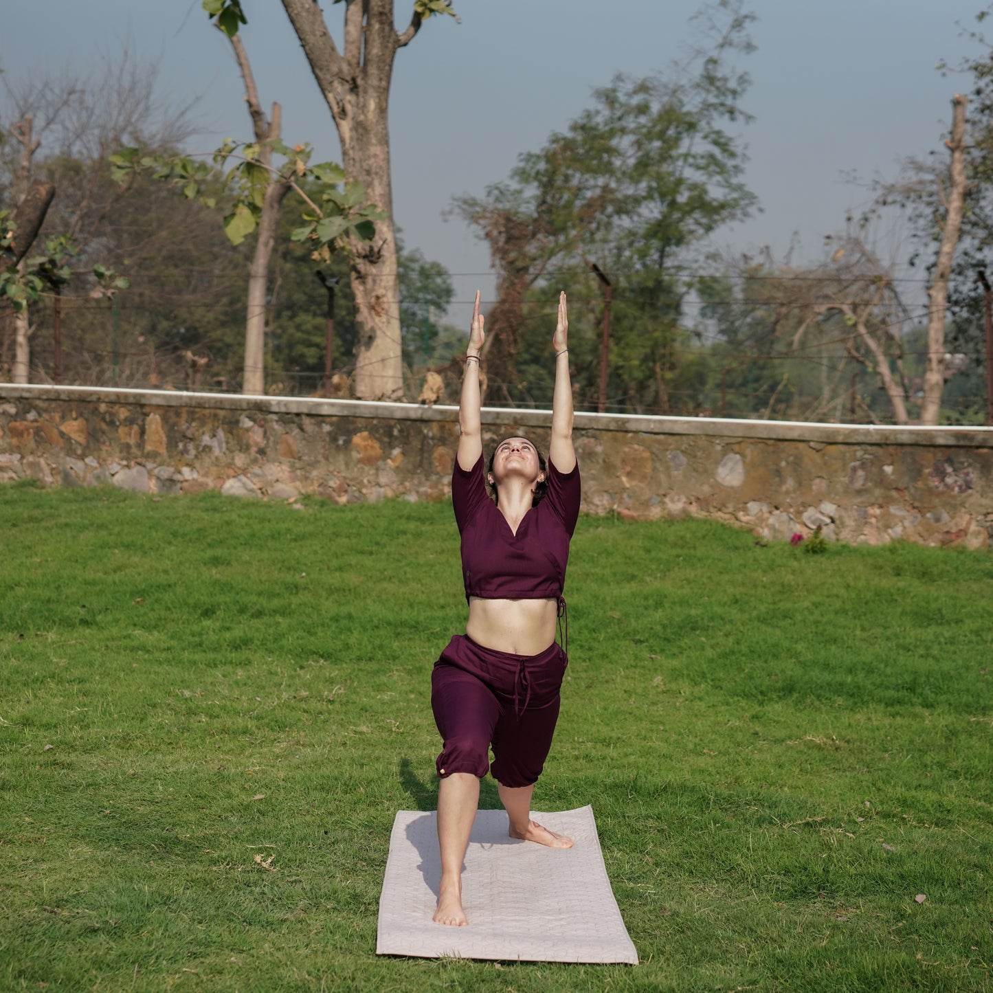 Women Cotton Yoga Top Purple -Apas