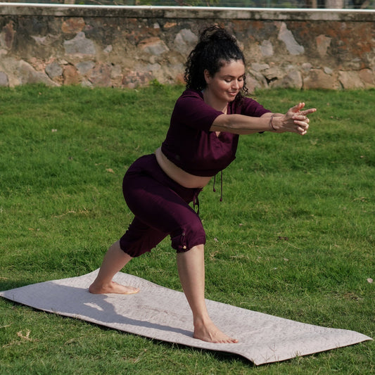 Women Cotton Yoga Pants and Yoga Top Set Purple -Apas |AKISO