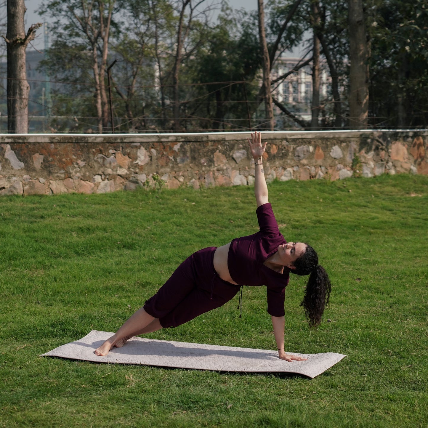 Women Cotton Yoga Pants Purple -Apas