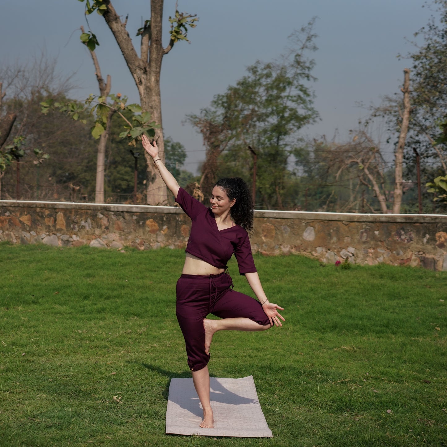 Women Cotton Yoga Pants Purple -Apas