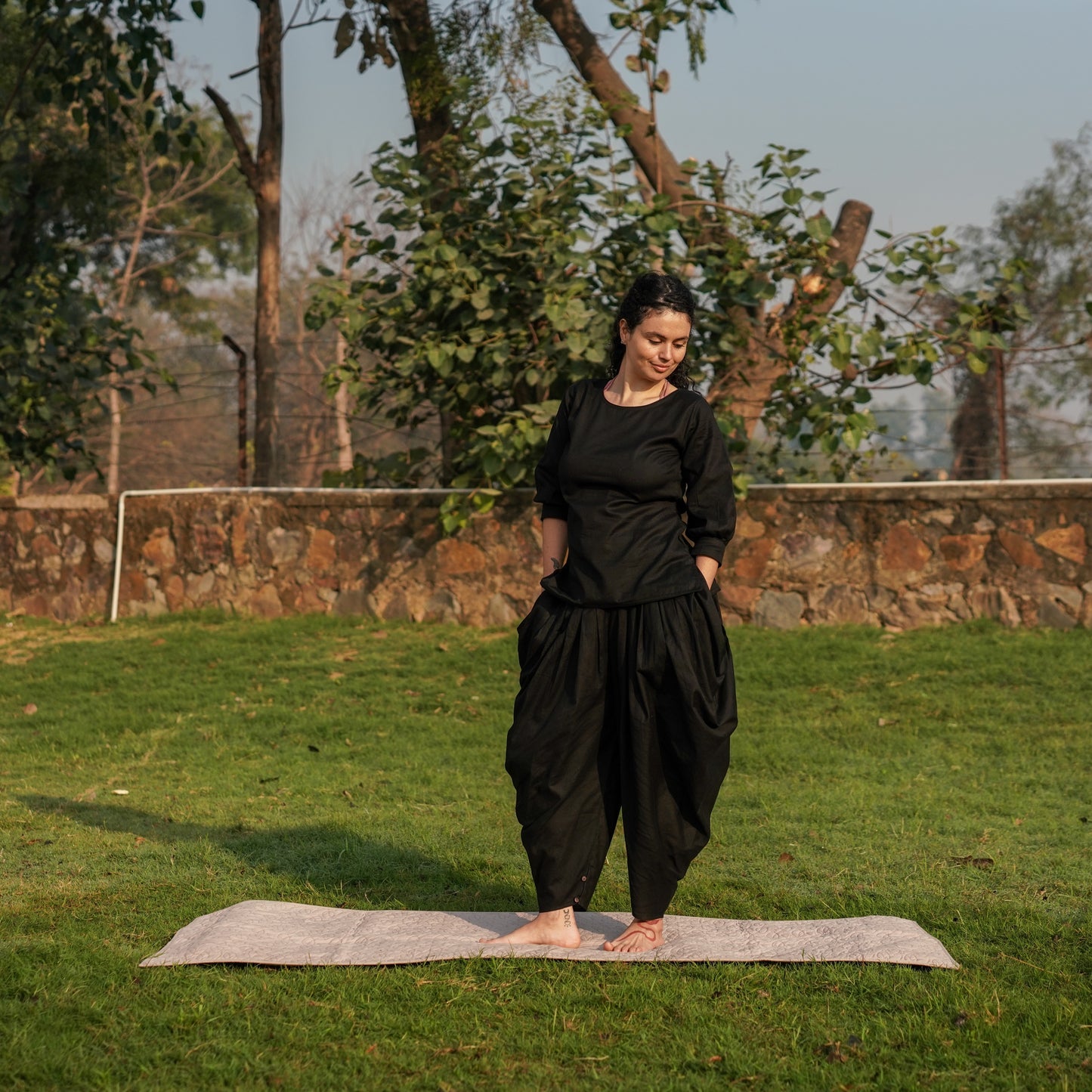 Women Cotton Yoga Top Black -Buddhi